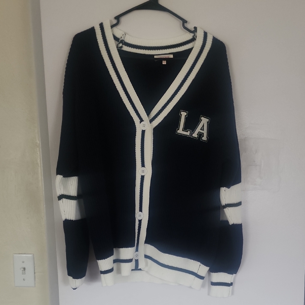 Black and White Cardigan with LA Patch